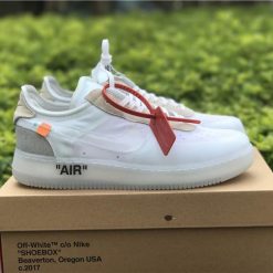 Off White x Nike Air Force 1 Low White AO4606 100 replica sneakers featuring a clean white design, signature Off White branding, and a stylish silhouette ideal for sneaker enthusiasts.