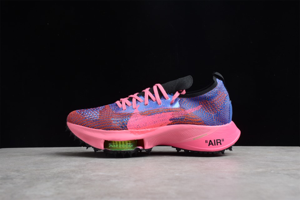 Off White x Nike Air Zoom Tempo Next Pink Glow CV0697 400 replica sneakers featuring a vibrant pink glow colorway, sleek design, and signature Off White detailing for a stylish and high-quality look.