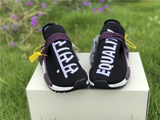 Pharrell X Adidas NMD Human Race Black Purple replica sneakers showcasing a stylish black and purple design, featuring the iconic Human Race detailing and a comfortable fit for casual and athletic wear.