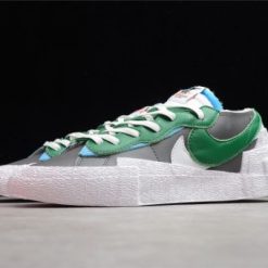 Sacai x Nike Blazer Low Classic Green replica sneakers featuring a vibrant green colorway and stylish design, perfect for sneaker enthusiasts seeking high-quality replicas.