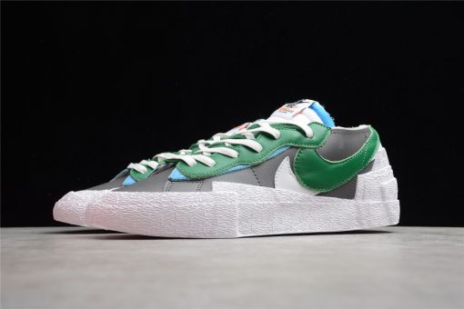 Sacai x Nike Blazer Low Classic Green replica sneakers featuring a vibrant green colorway and stylish design, perfect for sneaker enthusiasts seeking high-quality replicas.