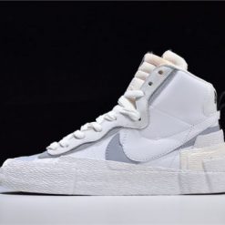 Sacai x Nike Blazer Mid White Grey replica sneakers featuring a stylish blend of white and grey colors, designed with high-quality materials for a premium look and feel, perfect for sneaker enthusiasts.