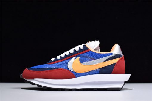 Sacai x Nike LD Waffle Blue Multi BV0073 400 high-quality replica sneakers showcasing a unique blue and multi-colored design, featuring a stylish blend of textures and materials for a trendy look.