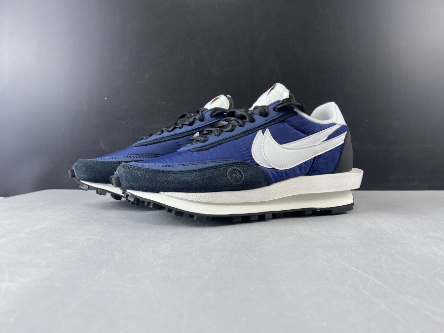 Sacai x Nike LVD Waffle Daybreak Deep Light Blue replica sneakers showcasing a stylish blend of deep light blue hues with intricate detailing and a unique waffle sole design.