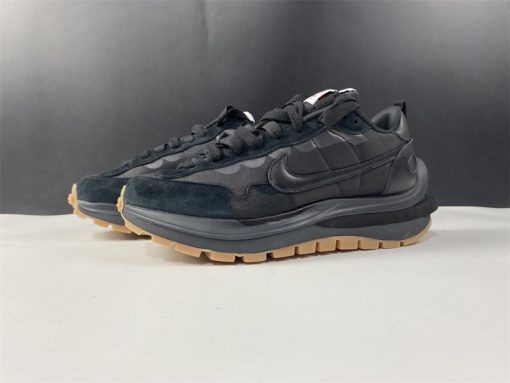 Sacai x Nike Vapor Waffle Black Gum high-quality replica sneakers featuring a unique layered design, black and gum colorway, and premium materials for a stylish and comfortable fit.
