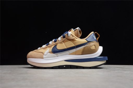 Sacai x Nike Vaporwaffle Sesame Blue Void replica sneakers featuring a unique design with layered materials and a vibrant blue colorway, perfect for sneaker enthusiasts seeking a stylish and high-quality alternative.