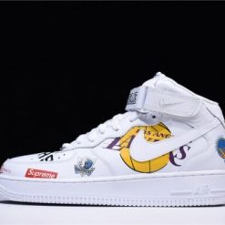 Supreme x NBA x Nike Air Force 1 Mid 07 White replica sneakers featuring a sleek design, premium white leather upper, and the iconic branding elements, perfect for sneaker enthusiasts looking for high-quality replicas.