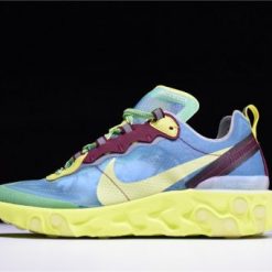 Undercover X Nike React Element 87 Lakeside replica sneakers showcasing a stylish design with a distinctive translucent upper and vibrant color accents, perfect for sneaker enthusiasts seeking high-quality shoes.