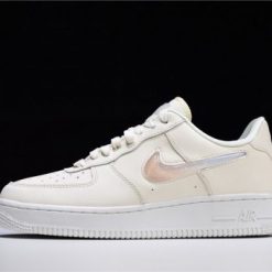 WMNS Nike Air Force 1 Low Jelly Puff Pale Ivory replica sneakers featuring a stylish pale ivory jelly puff upper and classic silhouette, perfect for adding a trendy touch to your shoe collection.