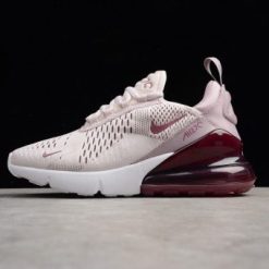 Close-up view of the Wmns Nike Air Max 270 Barely Rose, showcasing its stylish design and quality construction, perfect for sneaker enthusiasts seeking high-quality replica sneakers. These fashionable shoes feature a soft pink hue and a signature air cushioning for comfort.
