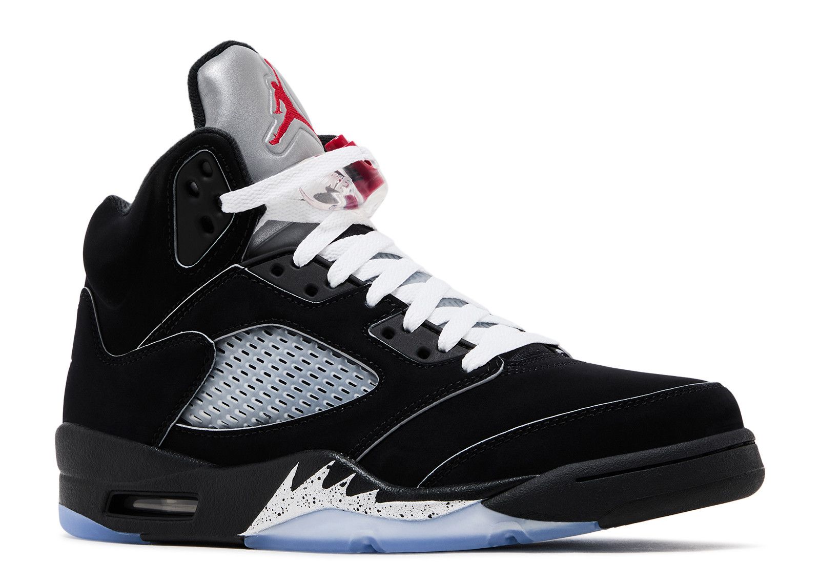 Jordan 5 Retro OG 'Black Metallic Reimagined' replica sneakers featuring a sleek black upper with metallic accents, high-quality detailing, and a classic design perfect for sneaker enthusiasts.