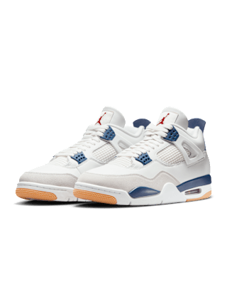 Nike SB X Air Jordan 4 Navy high-quality replica sneakers featuring a sleek navy upper, iconic Jumpman logo, and contrasting white accents, perfect for sneaker enthusiasts and collectors.
