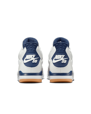 Nike SB x Air Jordan 4 Navy replica sneakers showcasing a stylish navy blue upper with white and red accents, capturing the refined details and craftsmanship of high-quality replicas.