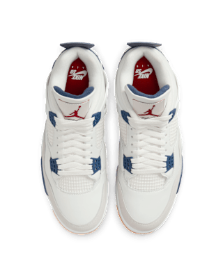 Nike Sb X Air Jordan 4 Navy high-quality replica sneakers featuring a classic design with a navy blue colorway, mesh and leather materials, and iconic Air Jordan 4 silhouette, perfect for sneaker enthusiasts and collectors.