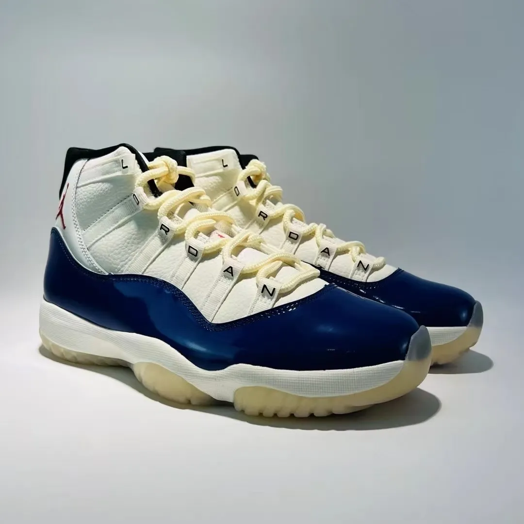 Air Jordan 11 “Rare Air” high-quality replica sneakers featuring a sleek black and white design with iconic patent leather and mesh upper, perfect for sneaker enthusiasts and collectors.